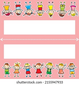 schedule, bilateral  side timetable for kids, vector illustration, pink background