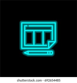Schedule blue glowing neon ui ux icon. Glowing sign logo vector