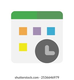 Iconos planos del tablero del horario. para una estética limpia de la interfaz.