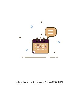 schedule calendar, calender with reminder bubble vector icon 
