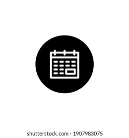 Schedule calendar icon in black round style. Vector icon pixel perfect