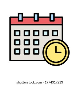 Schedule, Calendar icon vector image. Can also be used for project management. Suitable for use on web apps, mobile apps and print media.