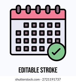 Schedule Calendar Planning Isolated Vector Lineal Colour Style Icon Editable Stroke