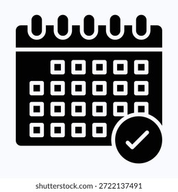 Planificar Calendario Vector Aislado Negro Icono de Estilo Sólido 