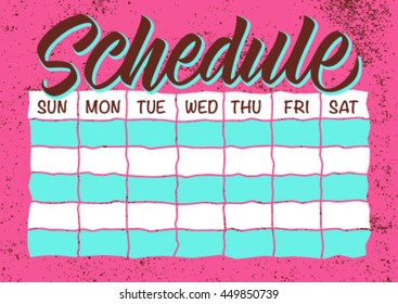 schedule calligraphy, handwritten word, table, background