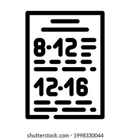 schedule of canteen work line icon vector. schedule of canteen work sign. isolated contour symbol black illustration