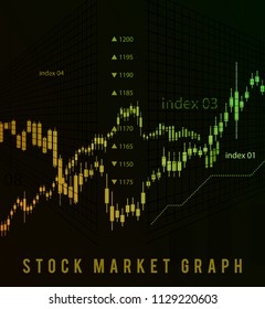 The schedule for changing the stock market graph in a positive direction. The investment economy and the development of new financial tools for trade online. Vector