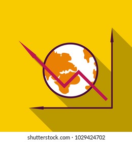 Schedule chart on table with globe vector. Economic visualization information, business report graph illustration