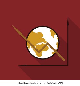 Schedule chart on table with globe vector. Economic visualization information, business report graph illustration