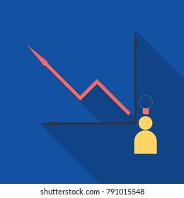 Schedule chart with thinking man on table vector. Economic visualization information, business report graph illustration