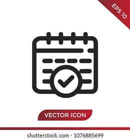 Schedule with check sign icon vector