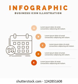 schedule, classes, timetable, appointment, event Infographics Template for Website and Presentation. Line Gray icon with Orange infographic style vector illustration