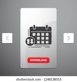 schedule, classes, timetable, appointment, event Glyph Icon in Carousal Pagination Slider Design & Red Download Button