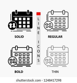 schedule, classes, timetable, appointment, event Icon in Thin, Regular, Bold Line and Glyph Style. Vector illustration