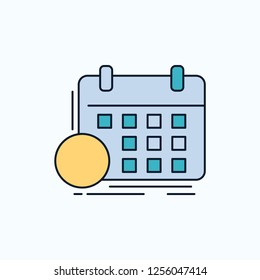 schedule, classes, timetable, appointment, event Flat Icon. green and Yellow sign and symbols for website and Mobile appliation. vector illustration