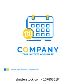 schedule, classes, timetable, appointment, event Blue Yellow Business Logo template. Creative Design Template Place for Tagline.