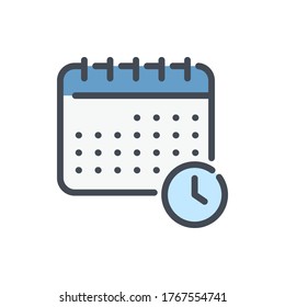 Schedule color line icon. Calendar with Time Reminder vector outline colorful sign.