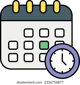 schedule color outline icons design