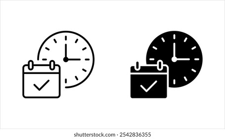 Conjunto de iconos de concepto de programación. Gestión del tiempo, planificación. Calendario, Ilustración vectorial sobre fondo blanco