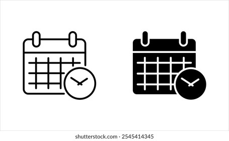 Conjunto de iconos de concepto de programación. Gestión del tiempo, planificación. Calendario, Ilustración vectorial sobre fondo blanco