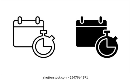 Conjunto de iconos de concepto de programación. Gestión del tiempo, planificación. Calendario, Ilustración vectorial sobre fondo blanco