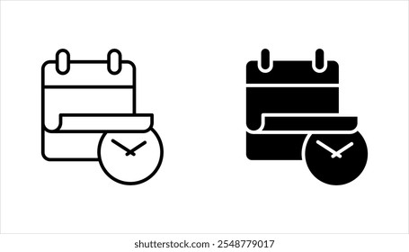 Conjunto de ícones de conceito de agendamento. Gerenciamento de tempo, planejamento. Calendário, ilustração vetorial em plano de fundo branco