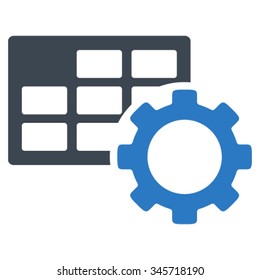 Schedule Configuration vector icon. Style is bicolor flat symbol, smooth blue colors, rounded angles, white background.