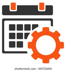 Schedule Configuration vector icon. Style is bicolor flat symbol, orange and gray colors, rounded angles, white background.