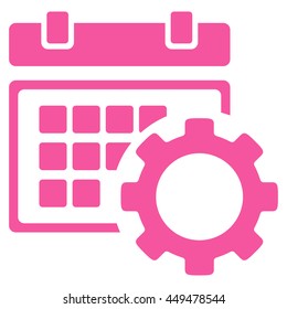 Schedule Configuration vector icon. Style is flat symbol, pink color, rounded angles, white background.