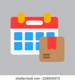 Icono de entrega programada en estilo plano sobre logística, uso para presentación de aplicaciones móviles del sitio web