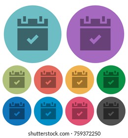 Schedule done darker flat icons on color round background