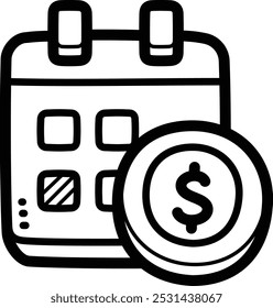 Schedule doodle vector icon and illustration
