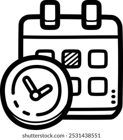 Schedule doodle vector icon and illustration