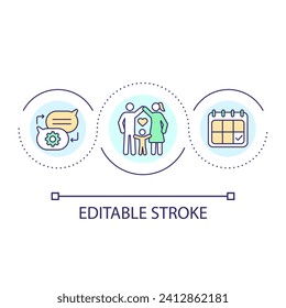 Schedule family events loop concept icon. Setup celebrating of important events. Communication abstract idea thin line illustration. Isolated outline drawing. Editable stroke