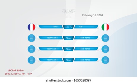 The schedule of the football results, elegant in a rainbow white tone.