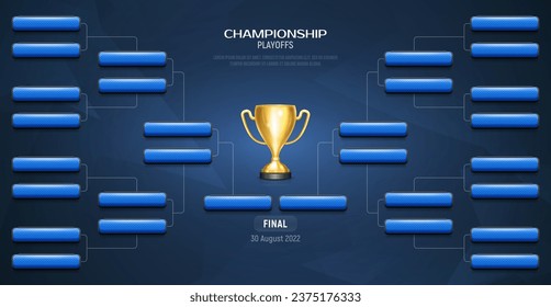 The schedule of football tournament matches. Playoffs table. Vector template for your design.
