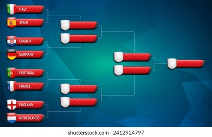 The schedule of football tournament matches. Playoffs table. Vector template for your design.