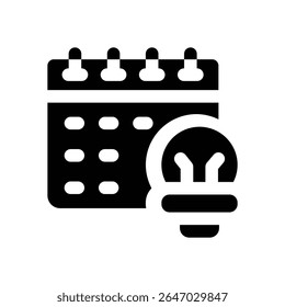 schedule glyph icon. Strong and solid vector icon for websites, mobile interfaces, presentations, and visual branding. High quality and easy to edit.