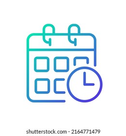 Schedule Gradient Linear Vector Icon. Planning Activities. Events Calendar. Impending Deadlines. Appointment Scheduling. Thin Line Color Symbol. Modern Style Pictogram. Vector Isolated Outline Drawing