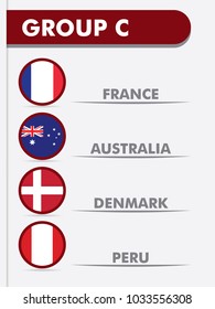 Schedule group matches with vector flag illustrations of each country.