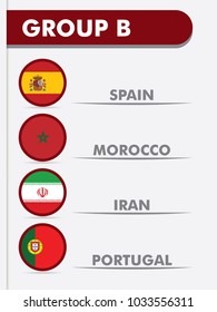 Schedule group matches with vector flag illustrations of each country.
