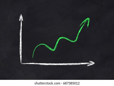 Schedule growth drawn with chalk. Vector illustration