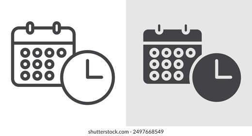 Schedule icon Black line art vector logo set