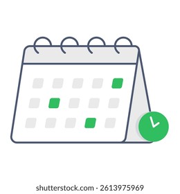 Schedule Icon. Calendar with checkmark for planning, booking, and timely task management.