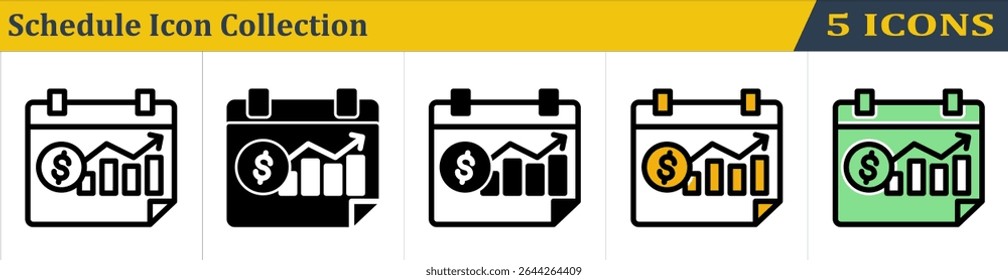 Schedule Icon Collection With 5 Style Icon (Outline, Solid, Mixed, Outline Color Lineal and Solid Color Lineal) 