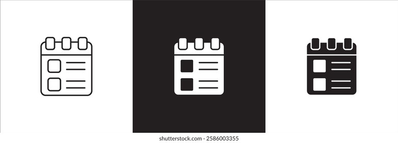 Schedule icon. Event organizer icons. Plan maker sign. Symbol of date, agenda, document, note, report paper, design in thin line.