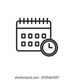 Schedule icon Flat art in black and white isolated