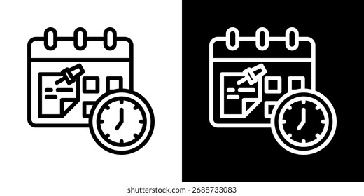 Schedule Icon Of Line Black And White Style Vector Illustration