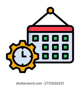 Schedule Icon Lineal Color Style Vector Illustration