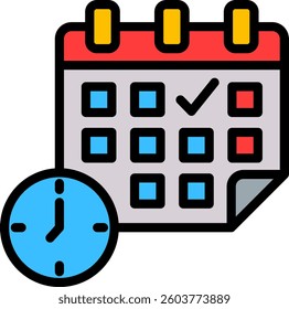 Schedule Icon Lineal Color Vector Illustration